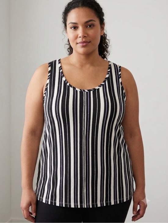Michel Studio Tops - Michel Studio Sleeveless Vertical Stripe with Specks Tank Top